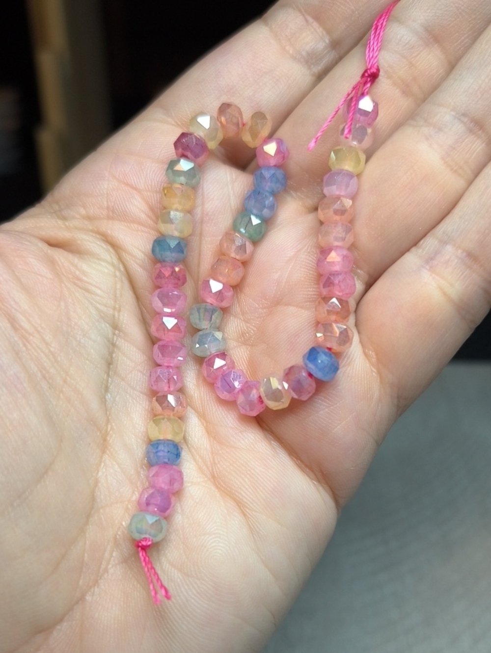 #8- 7" Multi-Color Faceted Electroplated Glass Rondelle Beads - 6x4mm Strand.